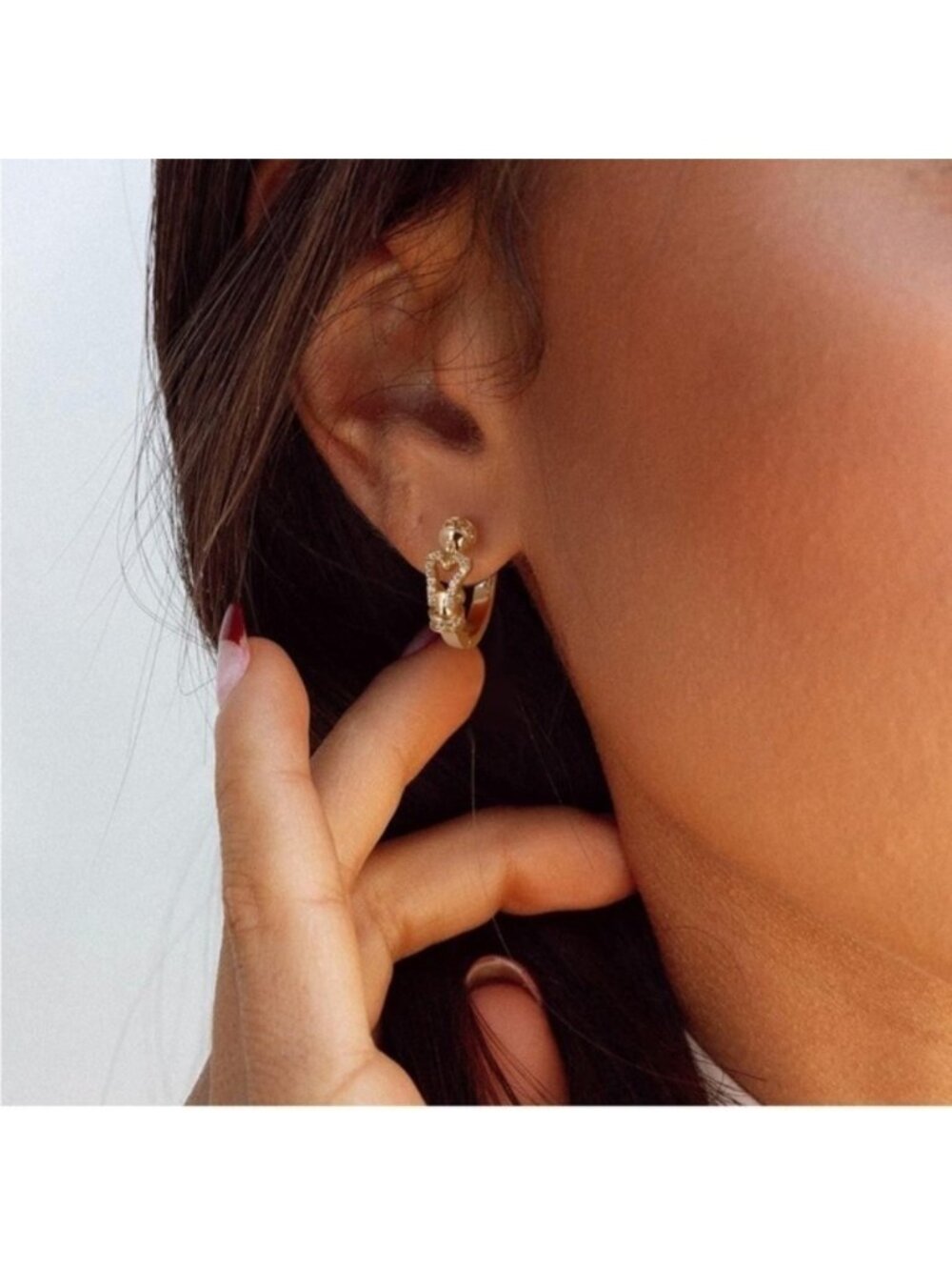 GOLD 14k Gold Plated Cubic Zirconia Buckle Hoop Earrings